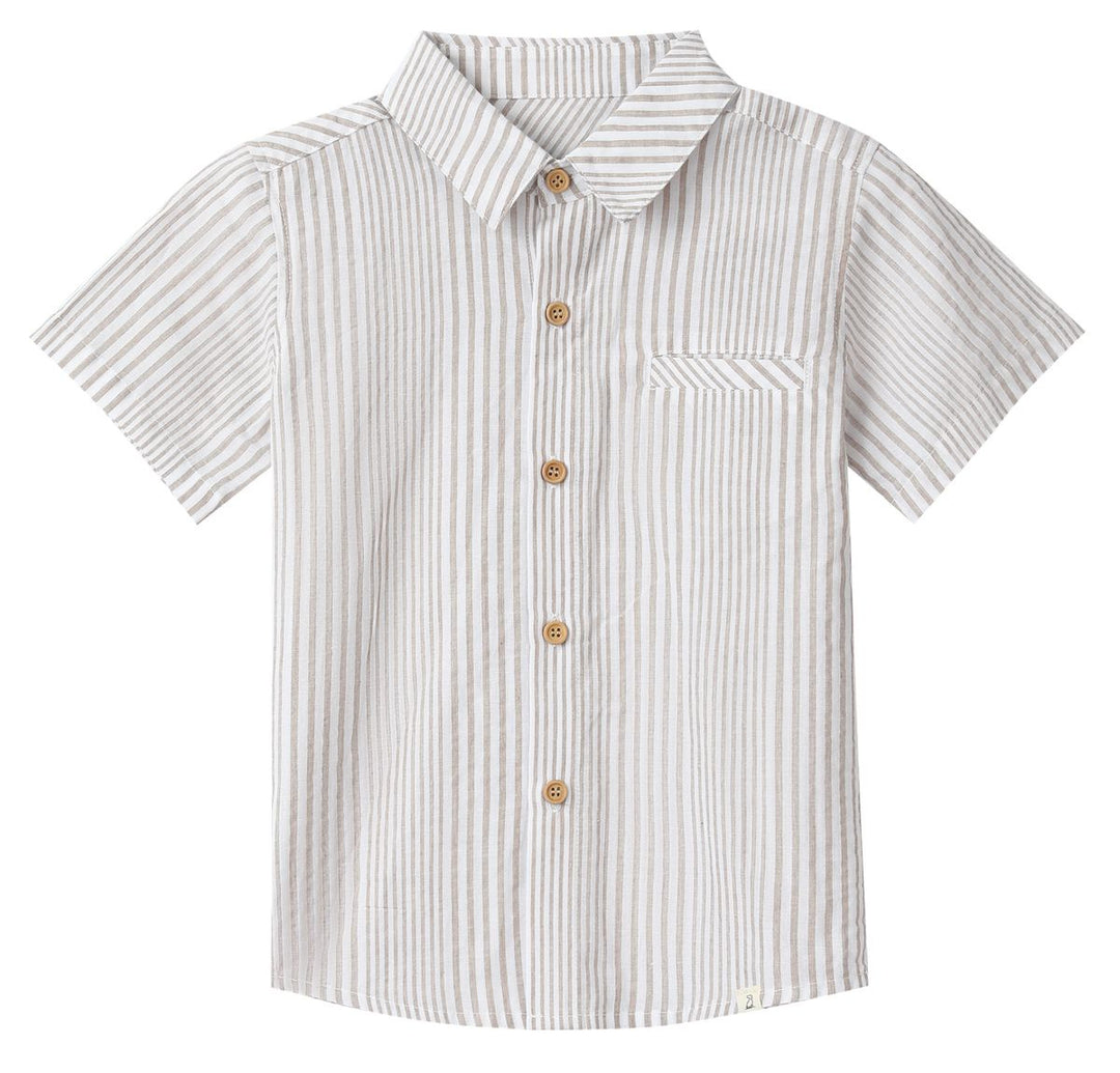 Mens Cream Stripe Button Up