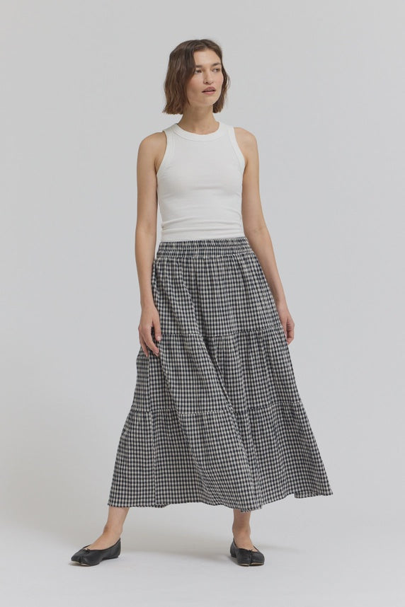 Tiered Gingham Skirt