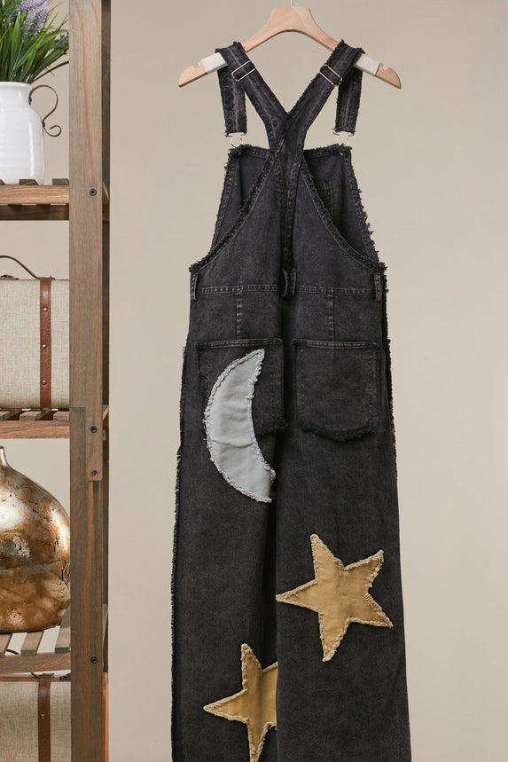 Moon and Star Patchwork Overalls