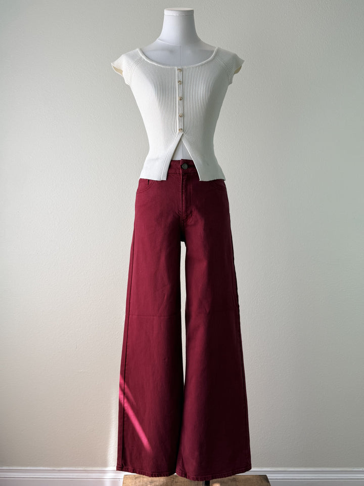 Dark Cherry Clay Wide Leg