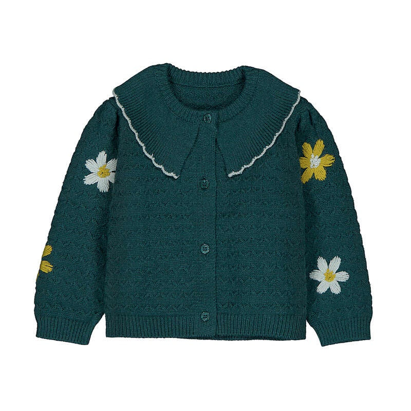 Teal Embroidered Cardigan