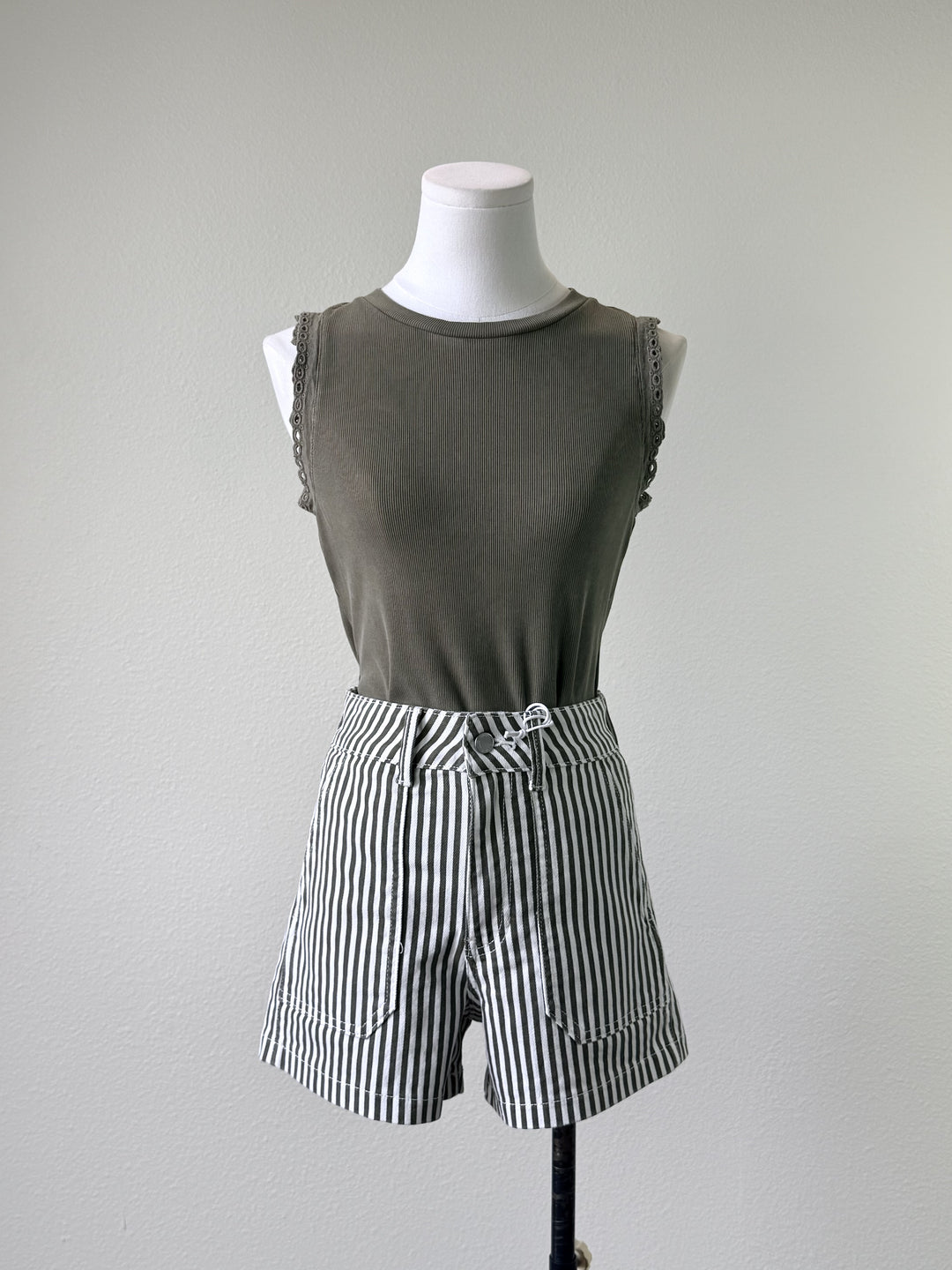 Olive Stripe Short