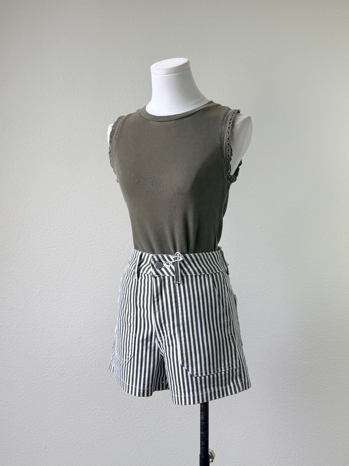 Olive Stripe Short