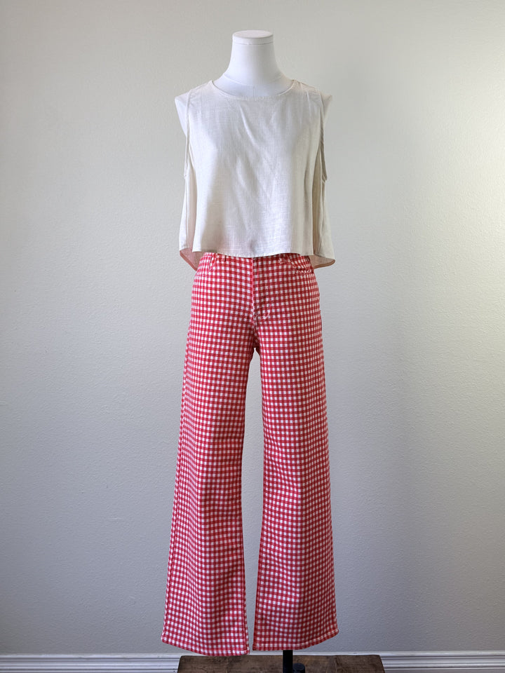 Red Gingham Straight Leg