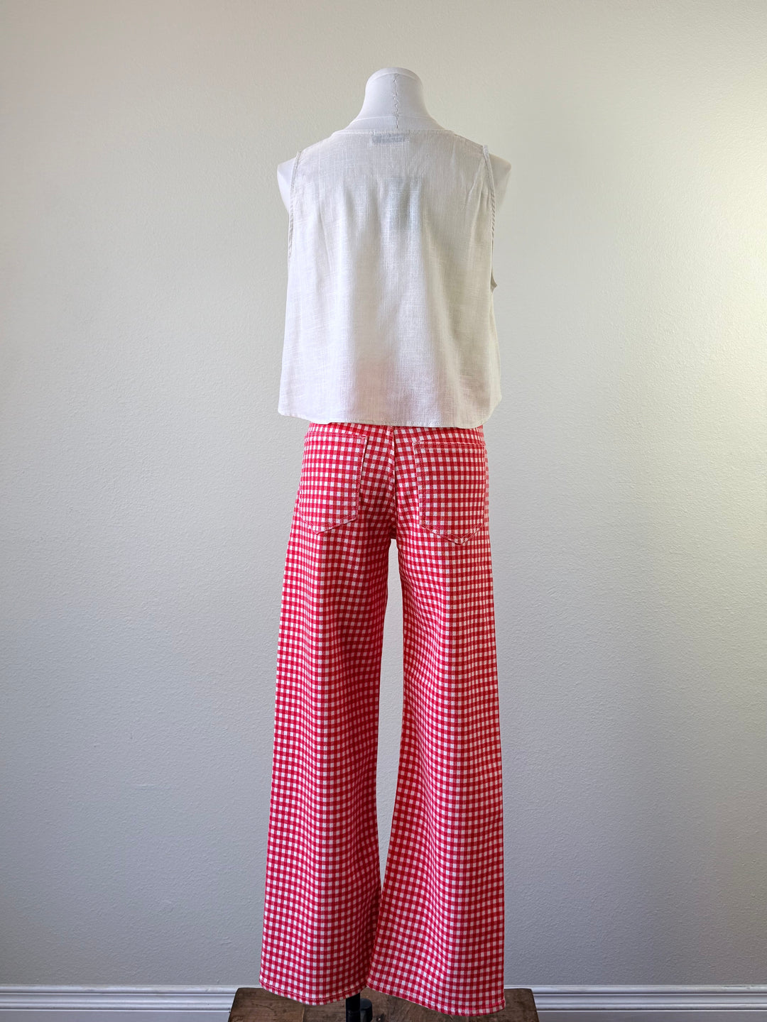 Red Gingham Straight Leg