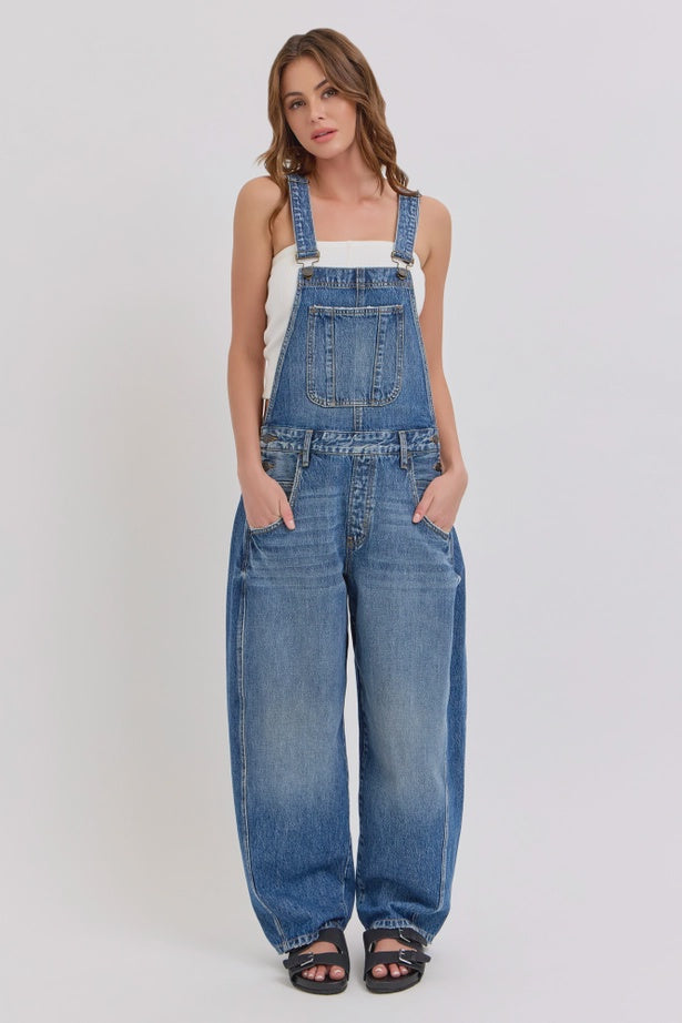 Denim Barrel Overalls