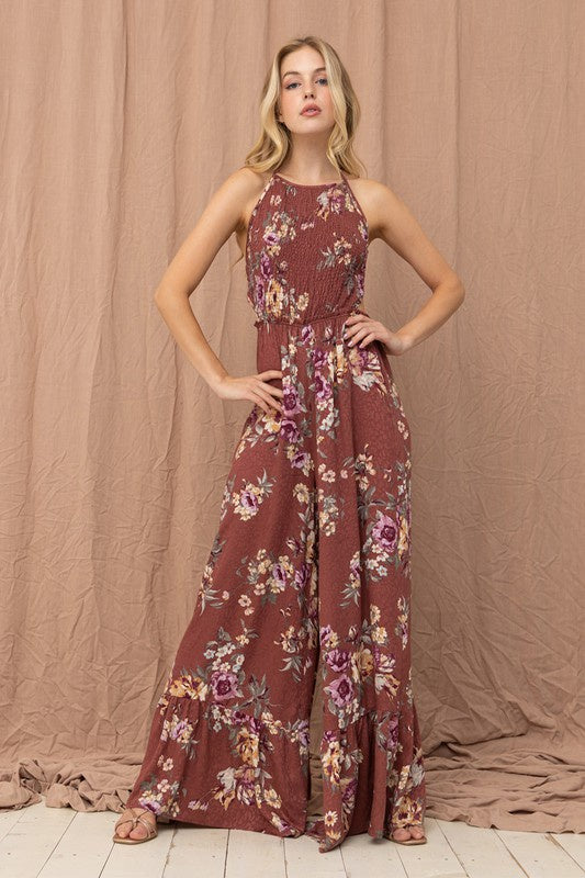 Jaquard Halter Jumpsuit