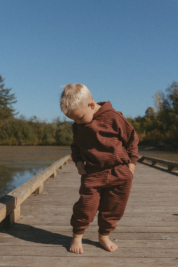 Hooded Set in Choc Stripe