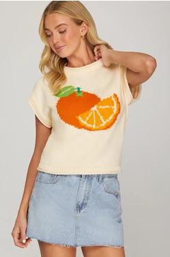 Orange Slice Sweater Top