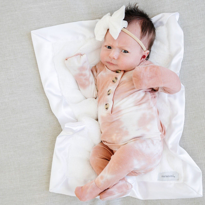 White Lush Satin Border Mini Blanket